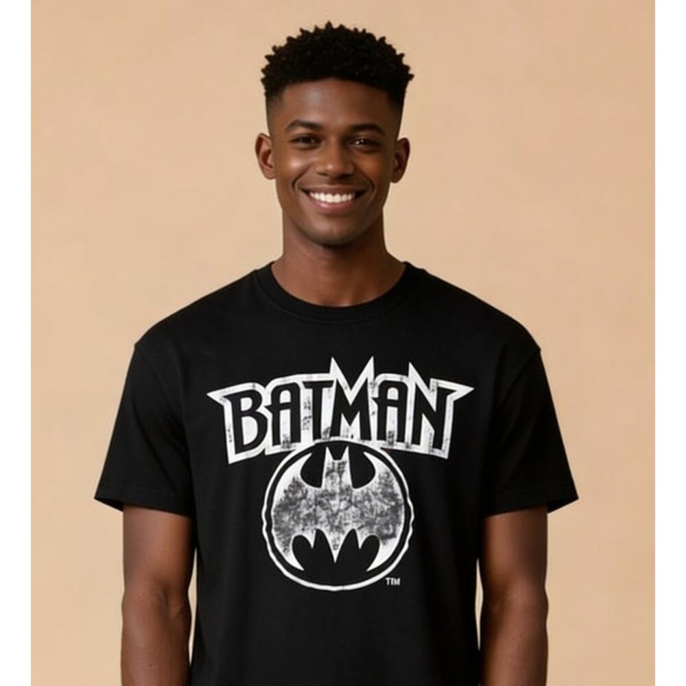 Batman Bat Signal Black Short Sleeve T-Shirt Men’s Graphic DC Comics Superhero